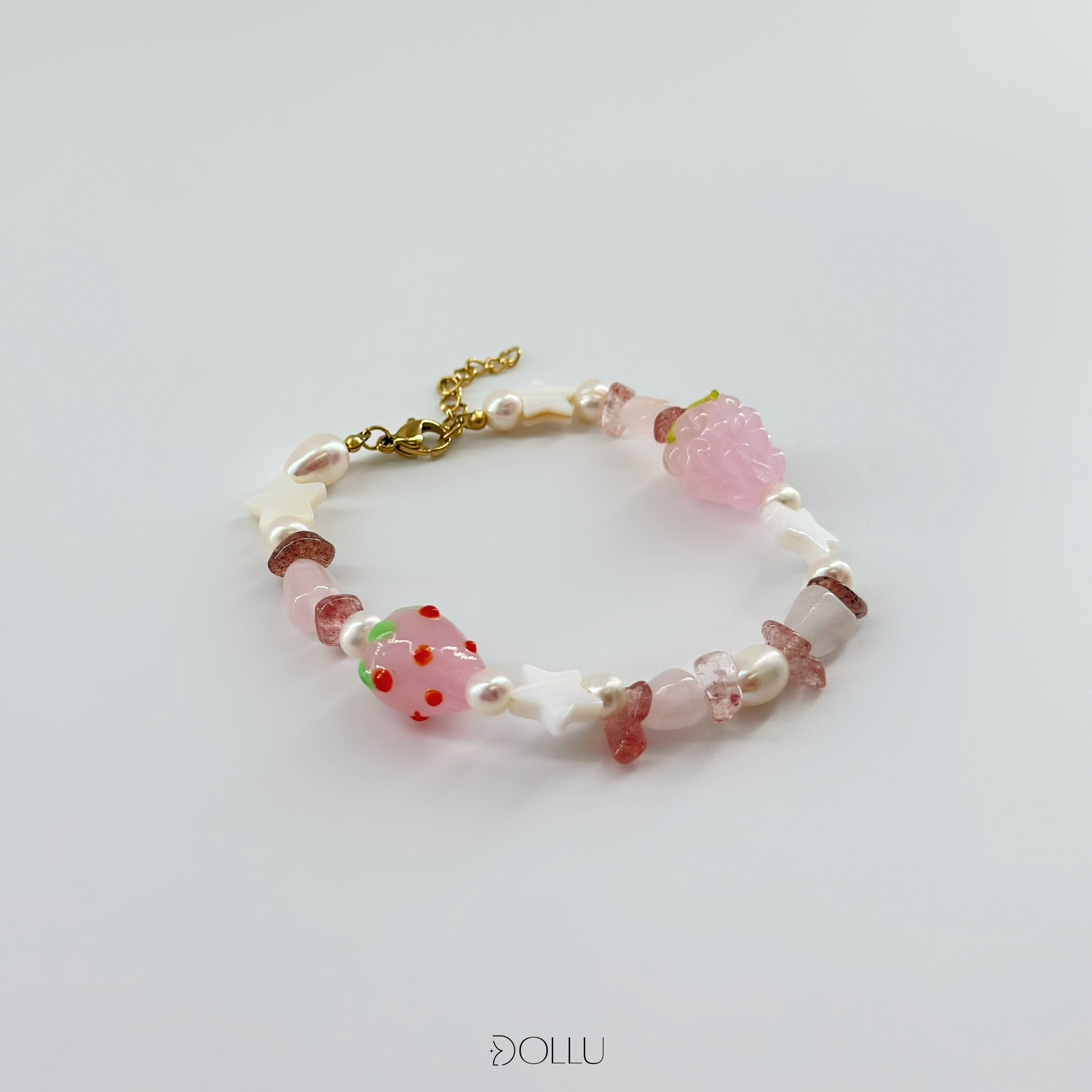 Bransoletka truskawki, koraliki "Pink Strawberry"