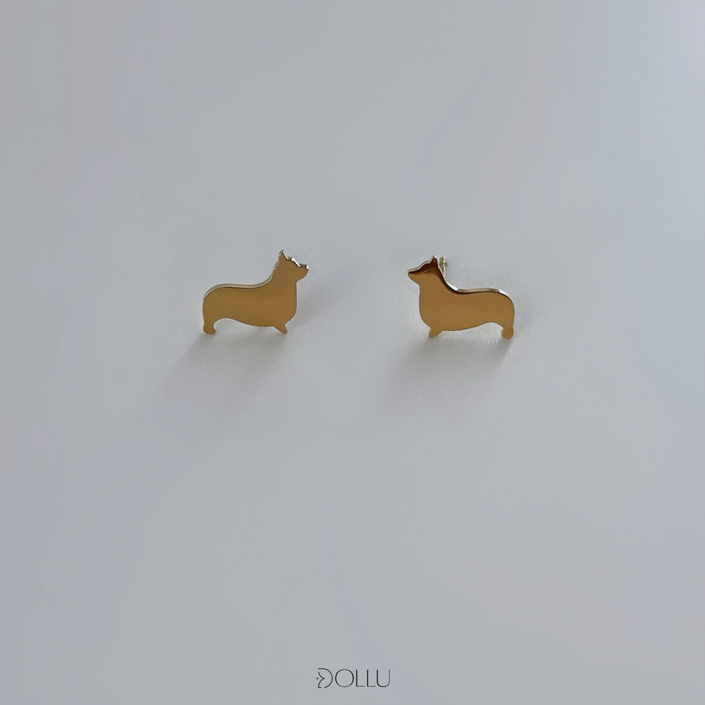Mini kolczyki Corgi Gold / Jamnik Silver