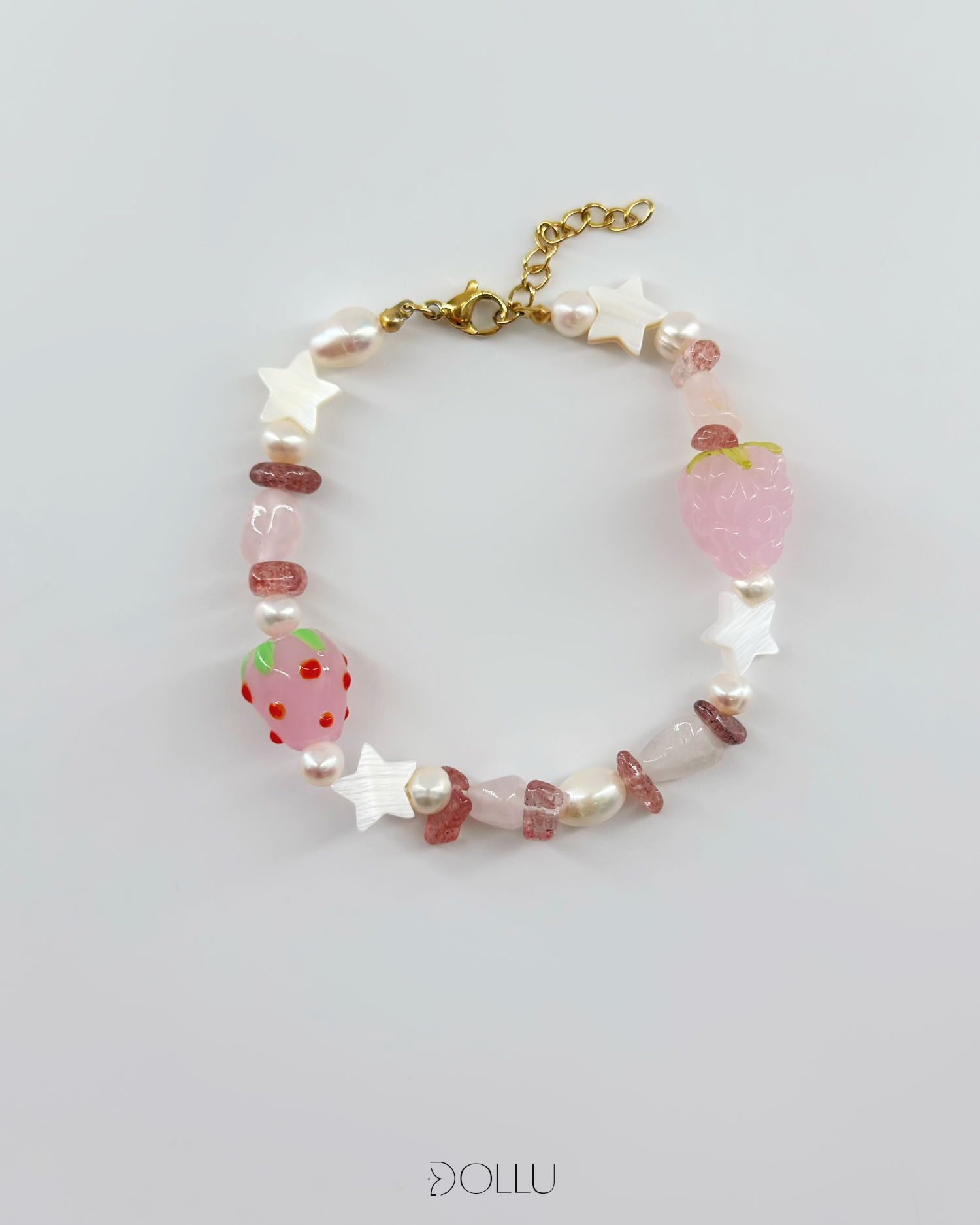 Bransoletka truskawki, koraliki "Pink Strawberry"