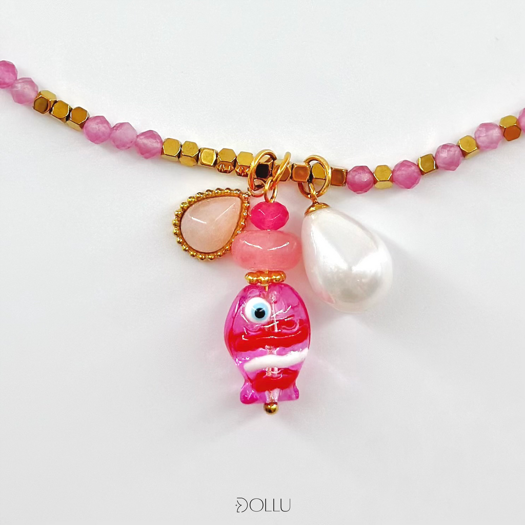 Naszyjnik charms "Coral Pink"