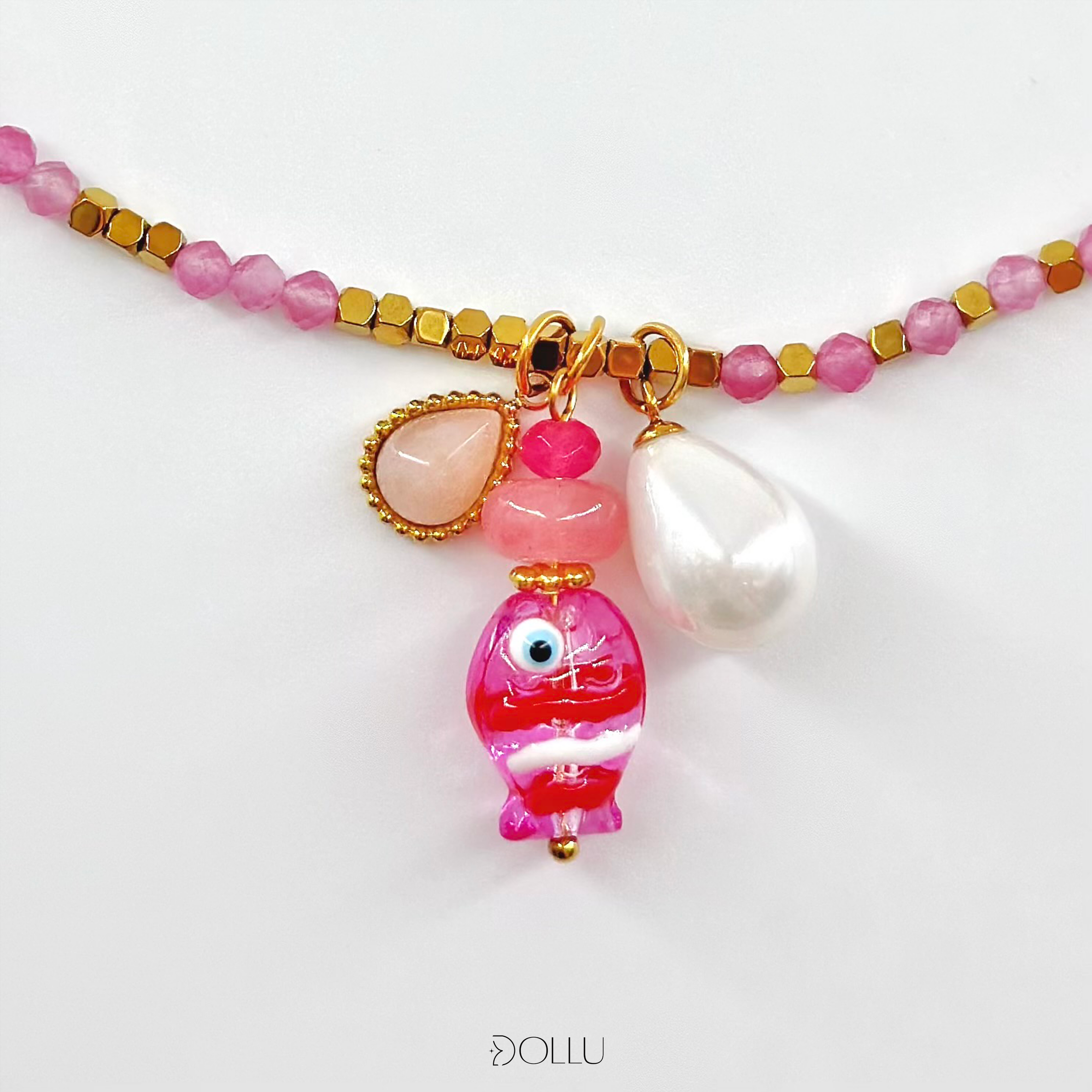 Naszyjnik charms "Coral Pink"
